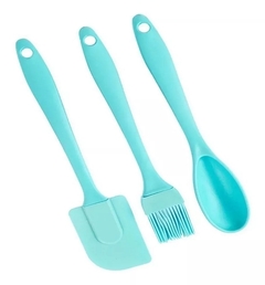 Kit Cozinha 3 Peças Espátula Colher Pincel Silicone na internet