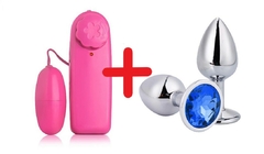 Vibrador bullet cápsula vibratória + plug anal