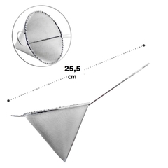 Coador peneira de oleo leite suco em metal malha fina cone n 12