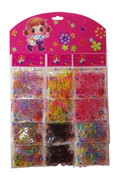 Elástico liguinha de cabelo cartela colorida 1.500 pçs