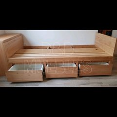 Cama de 1 plaza con 3 cajones + bauleras + baul para almohadas. - tienda online