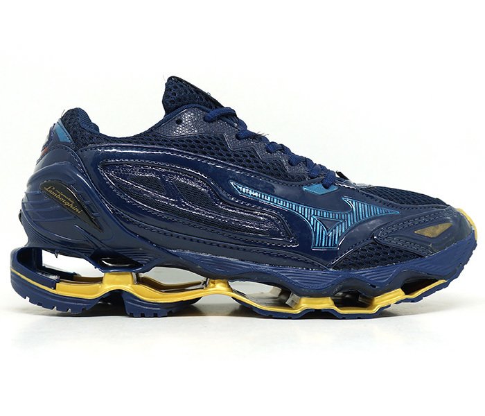 Tenis Mizuno Lamborghini Wave Tenjin 3 Marinho e Dourado
