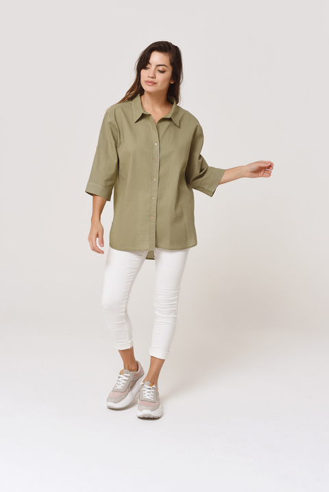 Camisa Lino Larga Oversize Safari