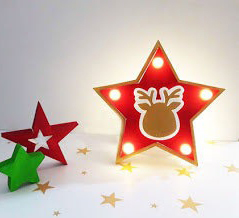 ESTRELLAS Y COLGANTES NAVIDE¥OS CON LED A PILAS 28CM