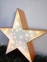 ESTRELLA DE MADERA 40cm ALTO CON LED BLANCO - CON ENCHUFE