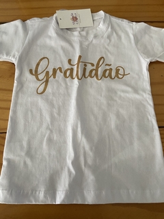 Camiseta infantil unissex Gratidão branca