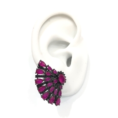 Earcuff abanico fucsia