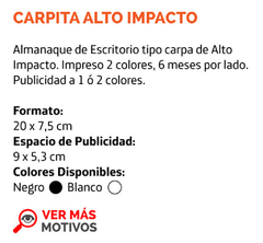 Almanaques de Escritorio Carpita alto Impacto - Zocan Imprenta