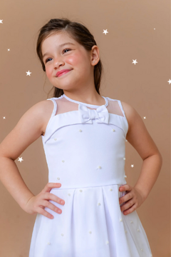 Vestido Pérolas 2152615 Branco - ABC - Jacris Kids | Transformando Sonhos em Moda