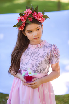 Vestido Rosas 2252619 Rosa. - Jacris Kids | Transformando Sonhos em Moda