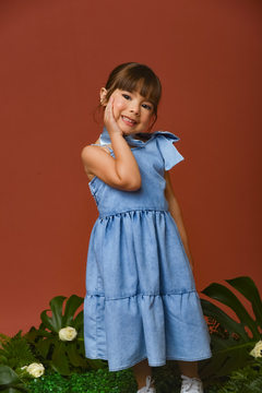 Vestido Jeans Laço 2151163 Jeans Claro - Jacris Kids | Transformando Sonhos em Moda