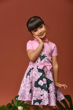 Vestido Criativo Floral 2152647 Rosa barbie - Jacris Kids | Transformando Sonhos em Moda