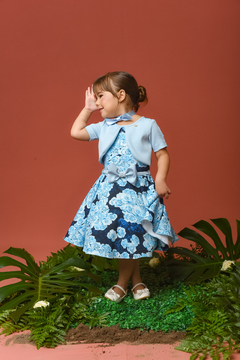 Vestido Criativo Floral 2152647 Azul Claro. - Jacris Kids | Transformando Sonhos em Moda