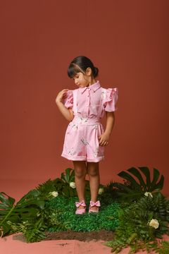 Jardineira Poas 2152650 Rosa - Jacris Kids | Transformando Sonhos em Moda