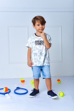 T-shirt Beach 1263552 Cinza. - Jacris Kids | Transformando Sonhos em Moda