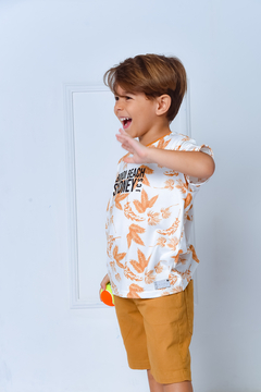 T-shirt Beach 1263552 Caramelo. - Jacris Kids | Transformando Sonhos em Moda