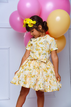 Vestido Rosinhas 2252646 Amarelo. - Jacris Kids | Transformando Sonhos em Moda