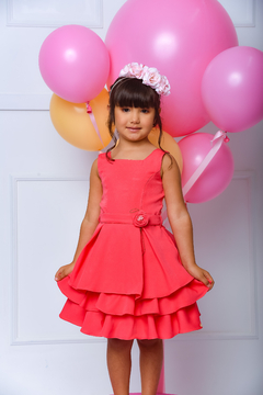 Vestido Festa Alfaiataria 2252648 Rosa Chiclete. - Jacris Kids | Transformando Sonhos em Moda