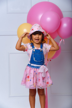 Salopete Flores 2251097 Jeans. - Jacris Kids | Transformando Sonhos em Moda