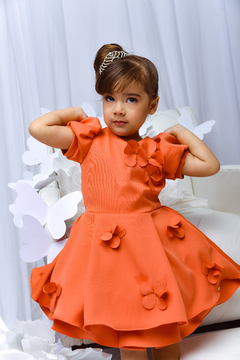 Vestido Flores Lasers 2152644 Laranja