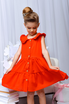 Vestido Gola Babadinho 2152640 Vermelho