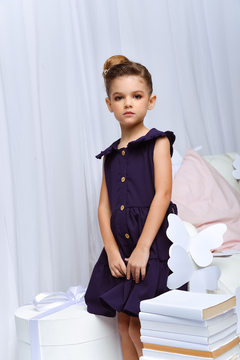 Vestido Gola Babadinho 2152640 Marinho. - Jacris Kids | Transformando Sonhos em Moda