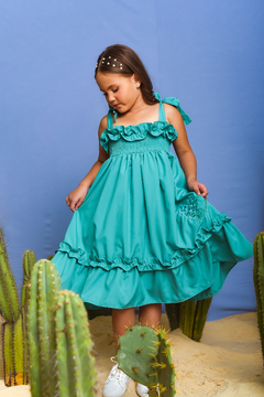 Vestido Buquê 2252664 Verde - Jacris Kids | Transformando Sonhos em Moda