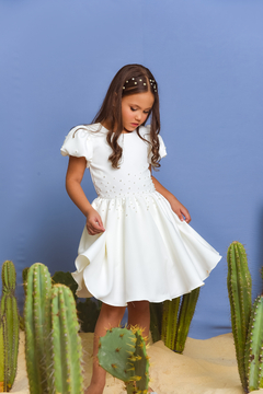 Vestido Perolas 2252673 Off White - Jacris Kids | Transformando Sonhos em Moda