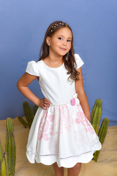 Vestido Rosas 2252674 Off White - Jacris Kids | Transformando Sonhos em Moda