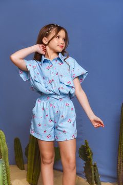 Conjunto Florzinhas 2212373 Azul - Jacris Kids | Transformando Sonhos em Moda