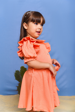 Vestido Esplêndido 2252668 Laranja - Jacris Kids | Transformando Sonhos em Moda