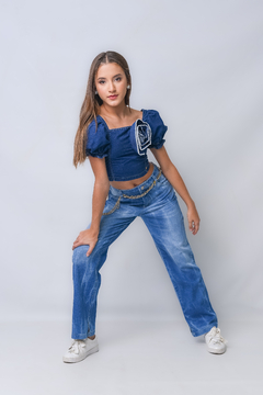Blusa Jeans Mania Flor 2261049 Escuro - comprar online