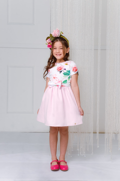 Vestido Flores com Perolas 2252642 Rosa. - Jacris Kids | Transformando Sonhos em Moda