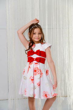 Vestido Floral 2252643 Vermelho. - Jacris Kids | Transformando Sonhos em Moda