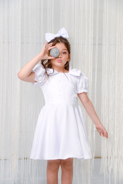 Vestido 2 Laços 2252637 OFF WHITE - Jacris Kids | Transformando Sonhos em Moda