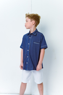 Camisa Social Azul 1262173 Azul Escuro. - Jacris Kids | Transformando Sonhos em Moda