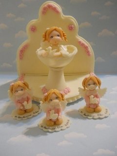 Adorno Torta Bautismo Angelito Angelita Porcelana Fria. en internet