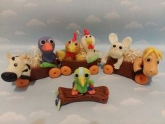 Adorno Torta Tren Animalitos con letras y tronquitos - comprar online