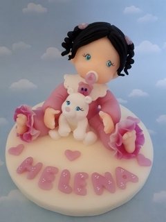 Adorno Torta Bautismo Angelito Angelita Porcelana Fria. - tienda online