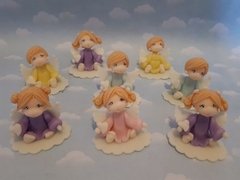 Souvenirs 10 Angelitos Bautismo Comunión Porcelana Fría - tienda online