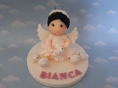 Imagen de Adorno Torta Bautismo Angelito Angelita Porcelana Fria.