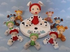 Porcelana Fría 10 Souvenir Bebes Disfraz Bautismo Cumpleaños - Nubecitas