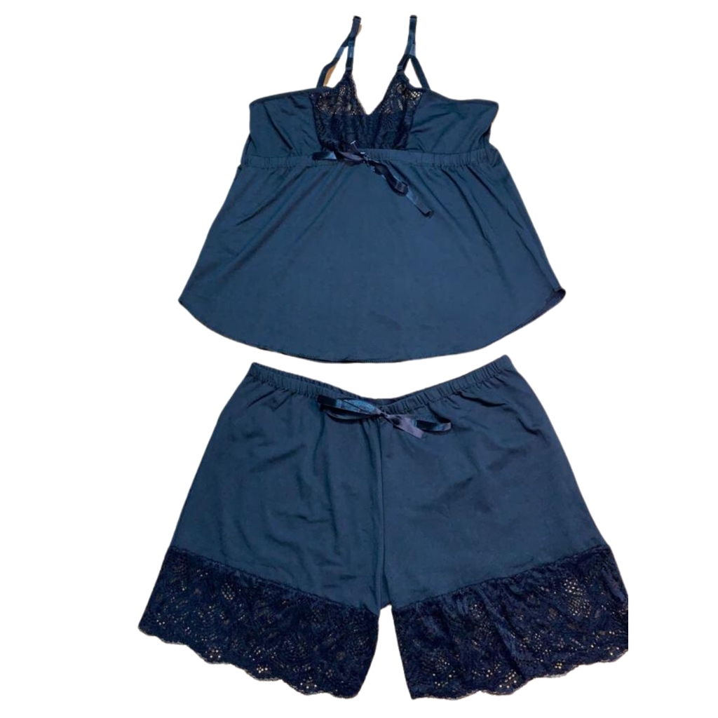 Conjunto de Baby Doll liso Rendado JR - Strin Modas