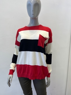 Sweater rayado c bolsillo SW82 - tienda online