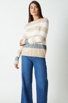 Sweater rayado tricolor Sw41
