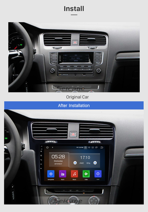 Stereo Multimedia 10" para VW Golf 2014-2019 con GPS - WiFi - Mirror Link para Android/Iphone