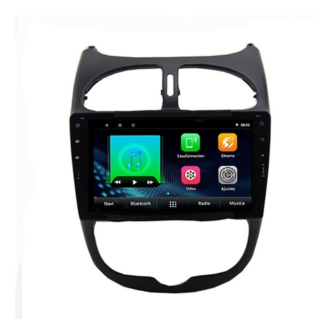 Stereo Multimedia 9" Peugeot 206 BASE - GPS - WiFi - Mirror Link para Android/Iphone