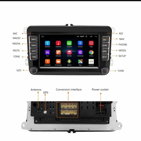 Stereo Multimedia 7" para VW 2016-2019 Fox Suran Gol Vento Polo Amarok Scirocco con GPS - WiFi - Mirror Link para Android/Iphone