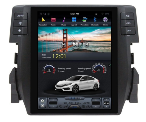 Stereo Multimedia Tesla 10.4" para Honda Civic 2016 al 2019 con GPS - WiFi - Mirror Link para Android/Iphone