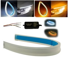 Juego de Tiras Led DRL Flexibles de 60cm cada una - Blanca y Amarilla para Posicion y Luz De Giro